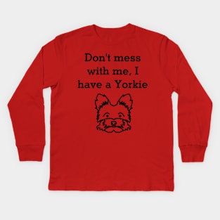 Yorkie flex (blk text) Kids Long Sleeve T-Shirt